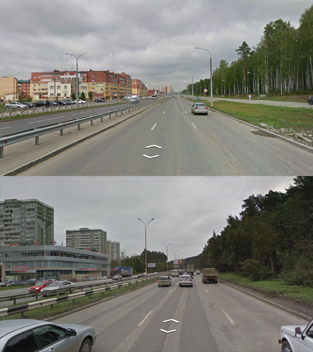 Krasnolesja street and Yekaterinburg inner ring-road