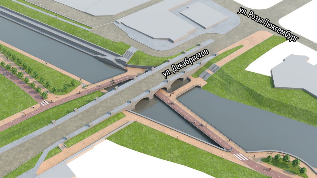 Велопешеходный мост под мостом на улице Декабристов