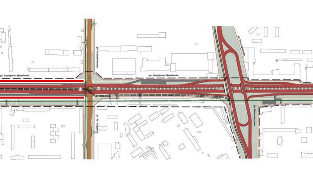 В текущем варианте велодорожки предусмотрены только по Серафимы Дерябиной до Бардина.