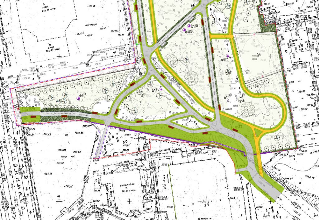 Предлагаемая планировка южной части парка.