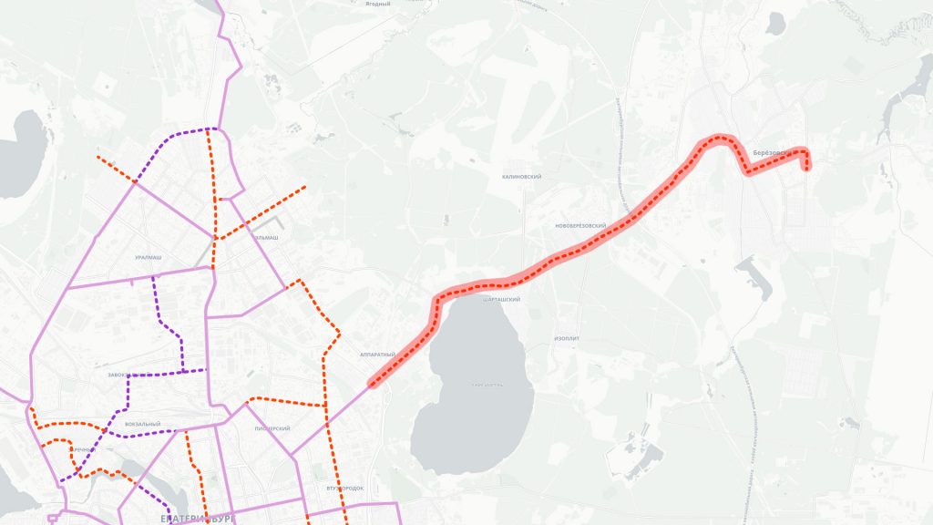 Трамвайная линия в Березовский