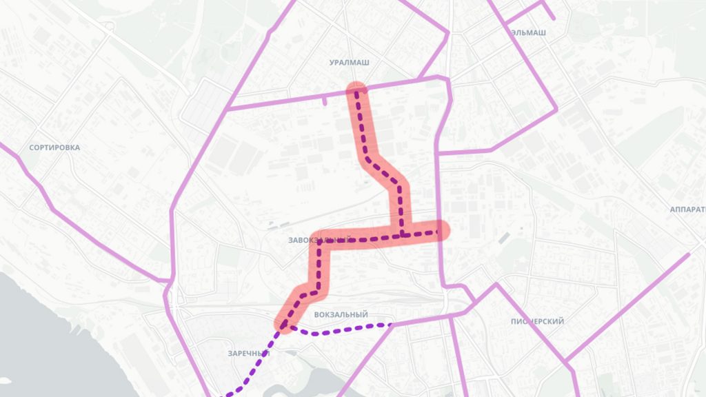 Трамвайные линии в Завокзальном районе и по территории завода Уралмаш